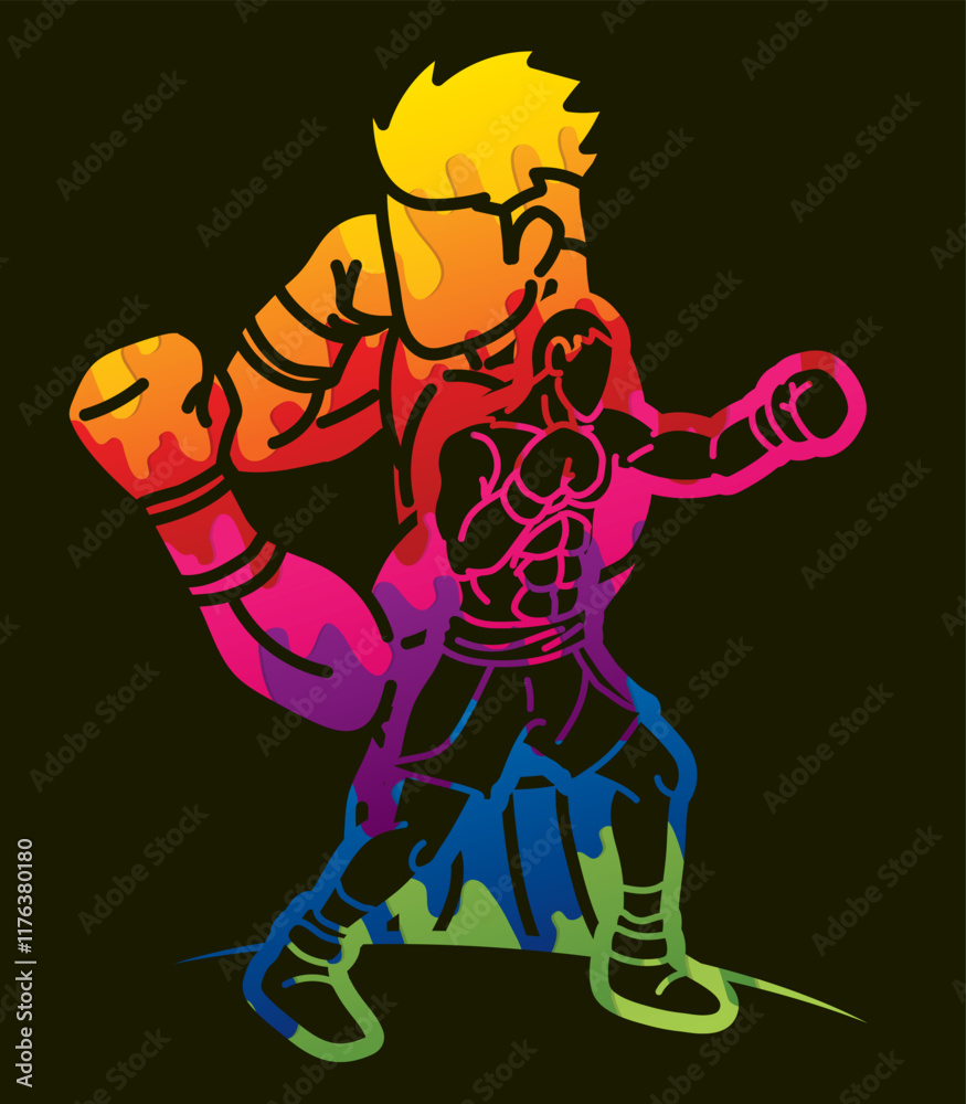 Group of Fighter Boxing Sport Boxer Men Fighting Punching Mix Action Cartoon Graphic Vector Group of Fighter Boxing Sport Boxer Men Fighting Punching Mix Action Cartoon Graphic Vector