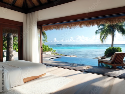 Private island resort with exclusive villas, turquoise lagoons, and coral reefs for ultimate seclusion