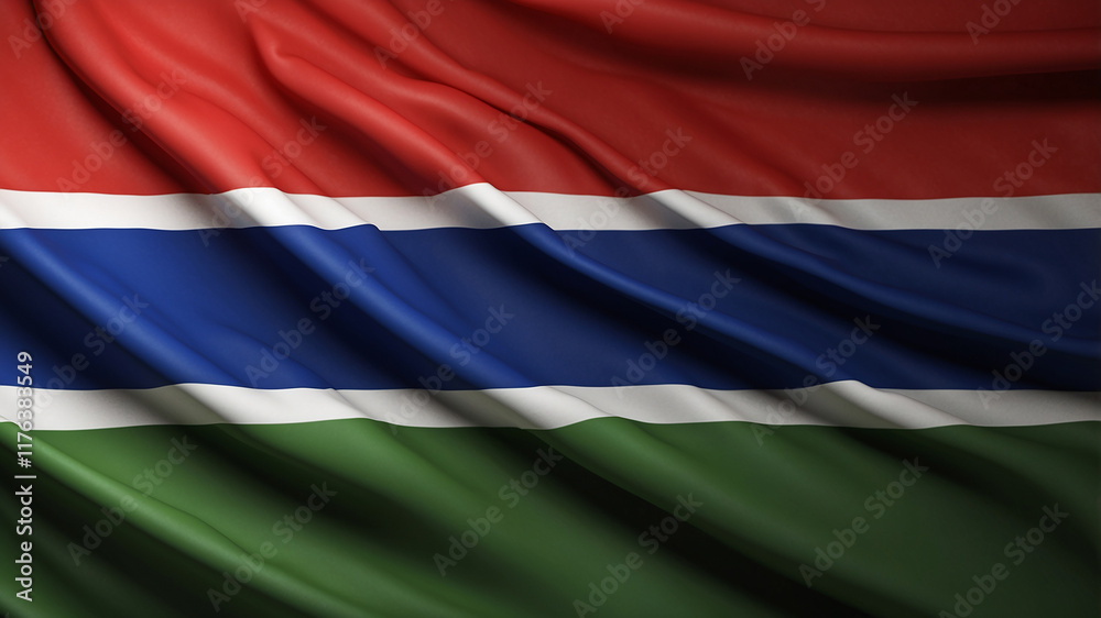 Gambia flag waving national emblem Gambia flag waving national emblem