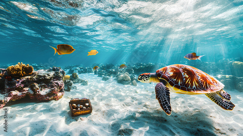 green sea turtle swimming