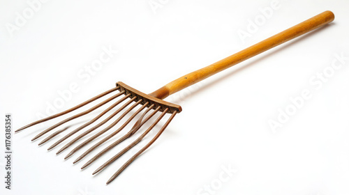 Antique Wooden Hand Rake for Gardening and Agriculture photo