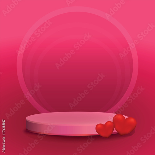 Vector Valentine Podium on Pink Background for Product Display