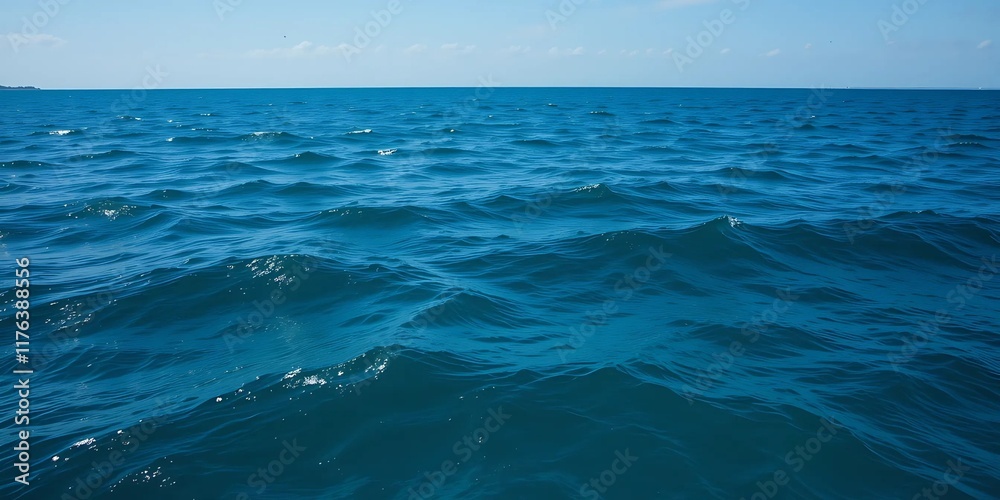 Fototapeta premium Deep blue ocean waves on a sunny day.