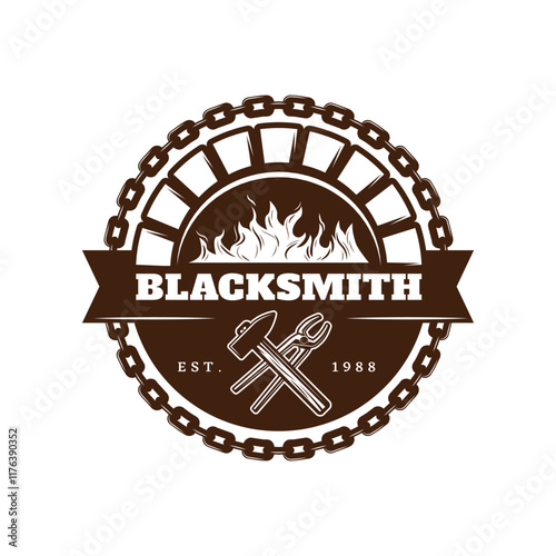 Blacksmith logo vector silhouette template Stock Vector Image & Art.