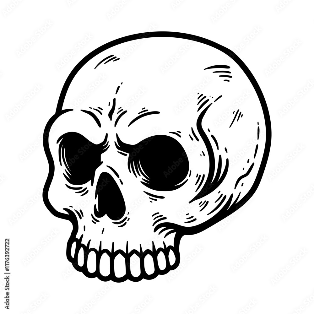 scary angry detailed skull isolated drawing line art style sketch classic vintage design illustration scary angry detailed skull isolated drawing line art style sketch classic vintage design illustration