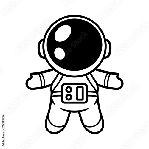 fun cute astronaut cartoon isolated drawing line art style sketch classic vintage design illustration