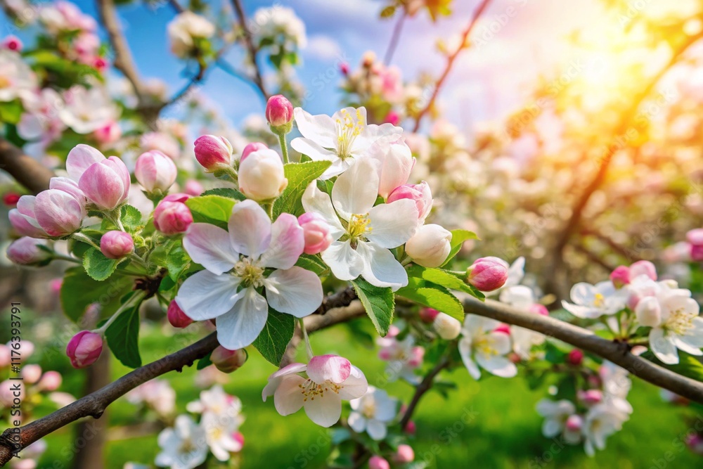 Fresh beautiful flowers of the apple tree blooming in the spring. Fresh beautiful flowers of the apple tree blooming in the spring.