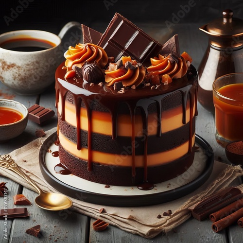 38 Chocolate Caramel Chocolate cake layered with salty caramel s photo