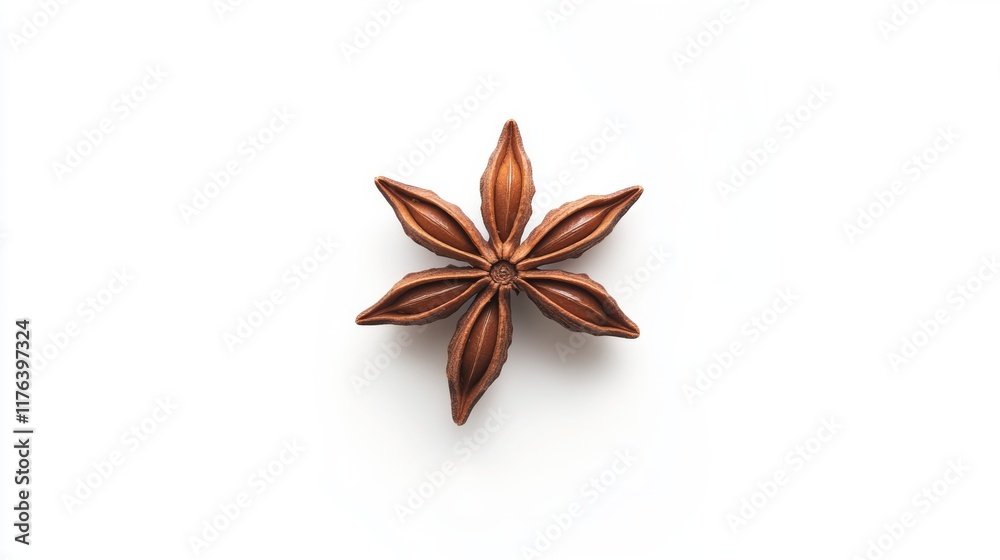 Star anise spice isolated on white background, top view of aromatic whole pods for culinary, herbal, and natural medicine uses, perfect for food photography and spices-themed designs
Star anise spice isolated on white background, top view of aromatic whole pods for culinary, herbal, and natural medicine uses, perfect for food photography and spices-themed designs