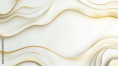 A sleek white background featuring an abstract gold pattern with flowing wavy shapes, creating a modern and elegant aesthetic perfect for corporate presentations and advertising materials.