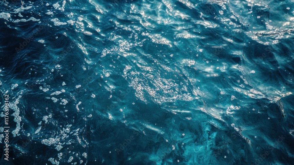 Crystal-clear water surface with soft ripples, bubbles, and splashes in blue tones, providing a refreshing background with ample copy space Crystal-clear water surface with soft ripples, bubbles, and splashes in blue tones, providing a refreshing background with ample copy space