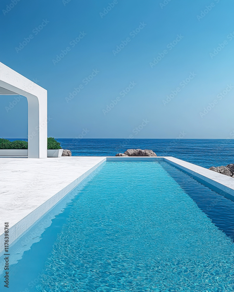 Fototapeta premium modern luxury summer villa with infinity pool
