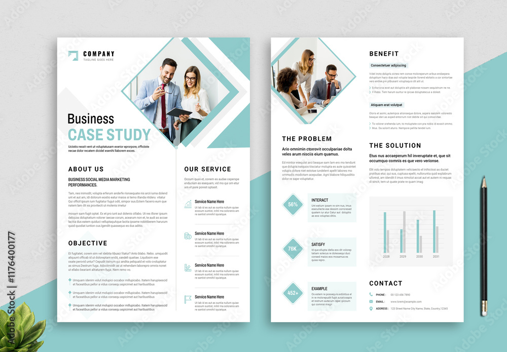 Modern Business Case Study Layout Stock Template | Adobe Stock