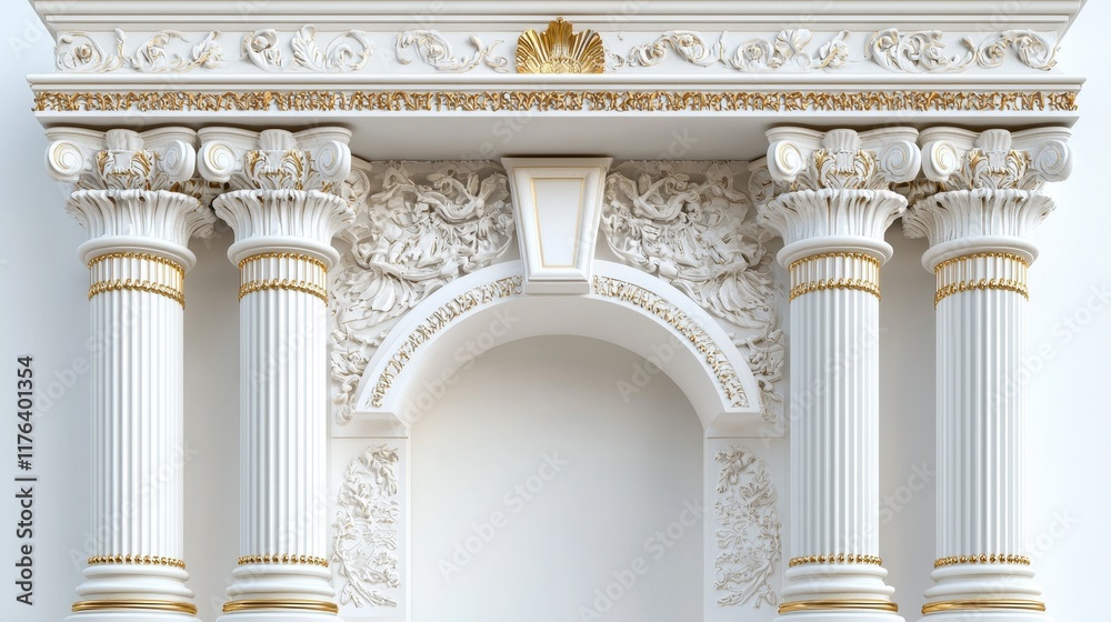 Fototapeta premium Elegant and Ornate Architectural Detail of Classical Columns with Intricate Designs