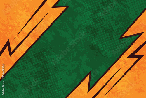 Vibrant Abstract Grunge Design with Orange and Green Textured Background