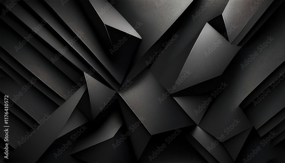 Obraz premium Abstract Black Geometric Shapes Background - Dark aesthetics