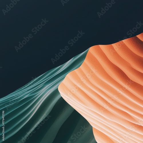 Abstract Sand Dune Wallpaper  Teal   Orange Wave Pattern