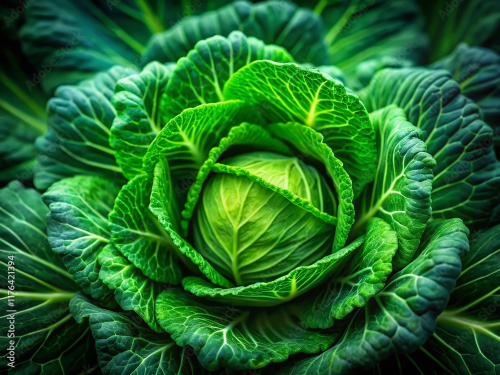 Fototapeta premium Vibrant Green Cabbage Long Exposure Photography - Fresh Vegetable Stock Image