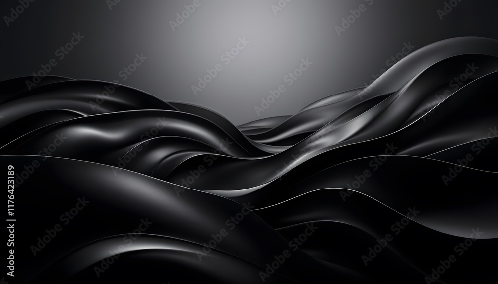 Obraz premium Abstract Black Waves: A Symphony of Darkness and Light