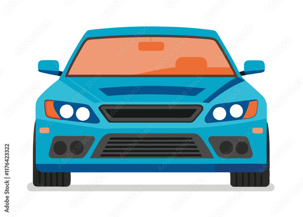 Car front view flat illustration on white background
Car front view flat illustration on white background