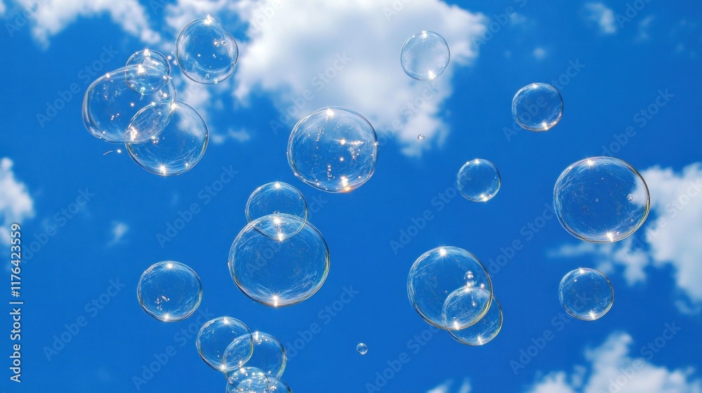 Soft, transparent water bubbles rising against a vivid blue background, creating a clean and peaceful visual aesthetic Soft, transparent water bubbles rising against a vivid blue background, creating a clean and peaceful visual aesthetic