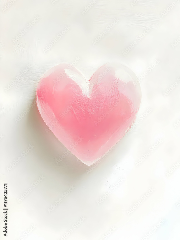A polished pink heart-shaped stone resting on a soft, light background. A polished pink heart-shaped stone resting on a soft, light background.