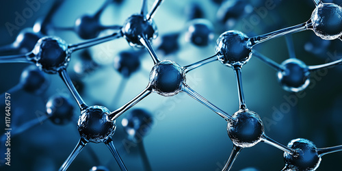 3D nanotechnology fullerene texture cyberspace. Nano fiber chemical modern material design. Atom molecule macro structure layer superconductor development  illustration