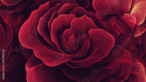 Fototapeta Naklejka Na Ścianę i Meble -  Silk seamless pattern of red rose wallpaper. Abstract floral background for gift paper. Vector illustration