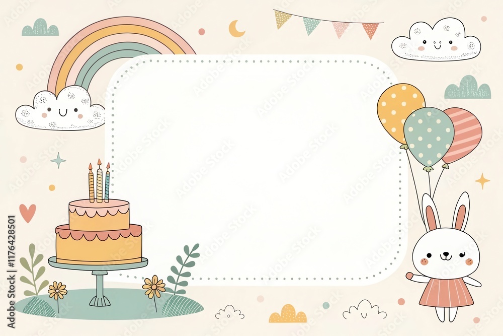 Fototapeta premium cute retro vintage happy birthday illustration background
