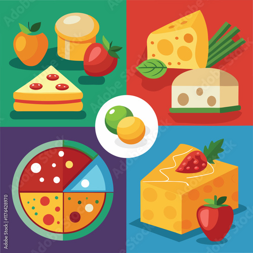 Cheese Food Vector Illustration - Dairy Product Design with Gourmet Appeal