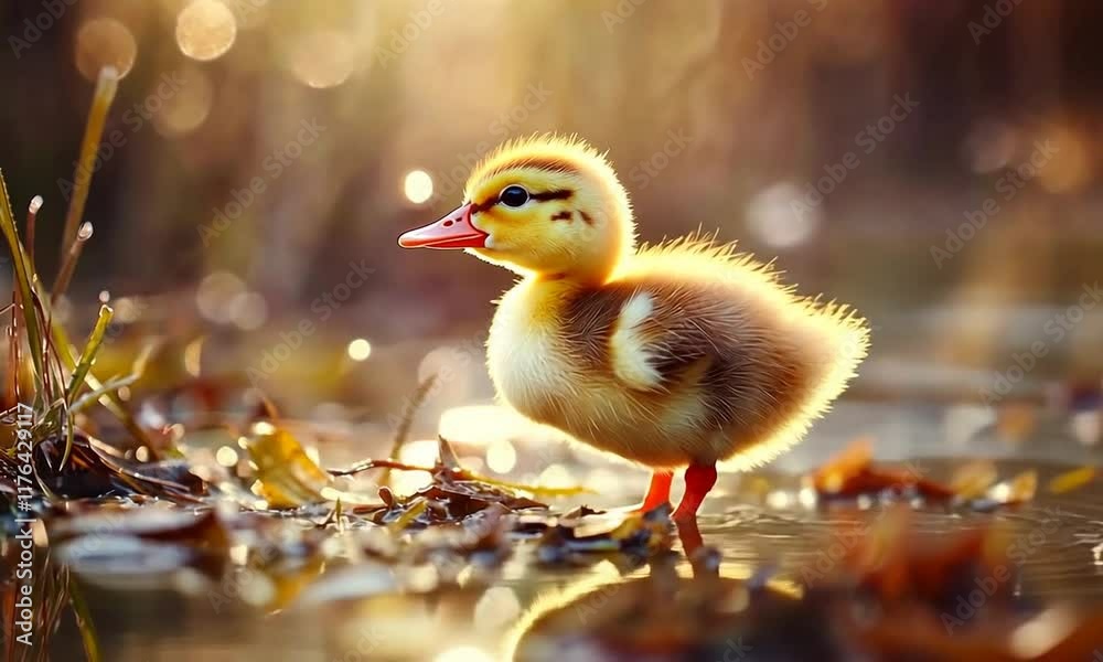Adorable Duckling at Golden Hour Adorable Duckling at Golden Hour