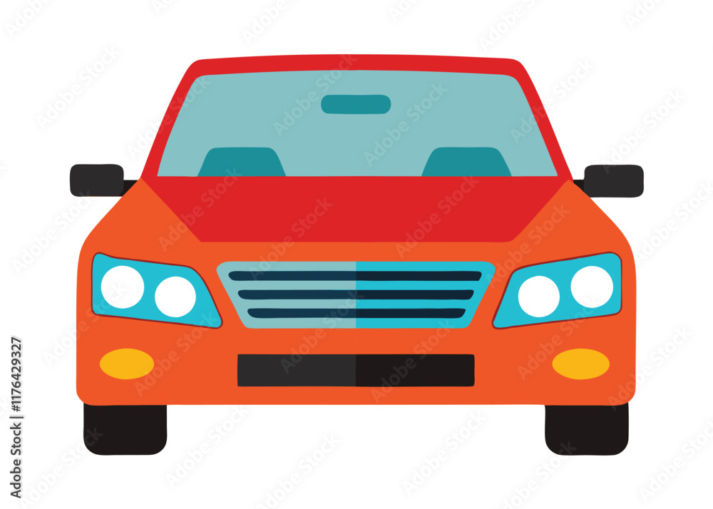Car front view flat illustration on white background

