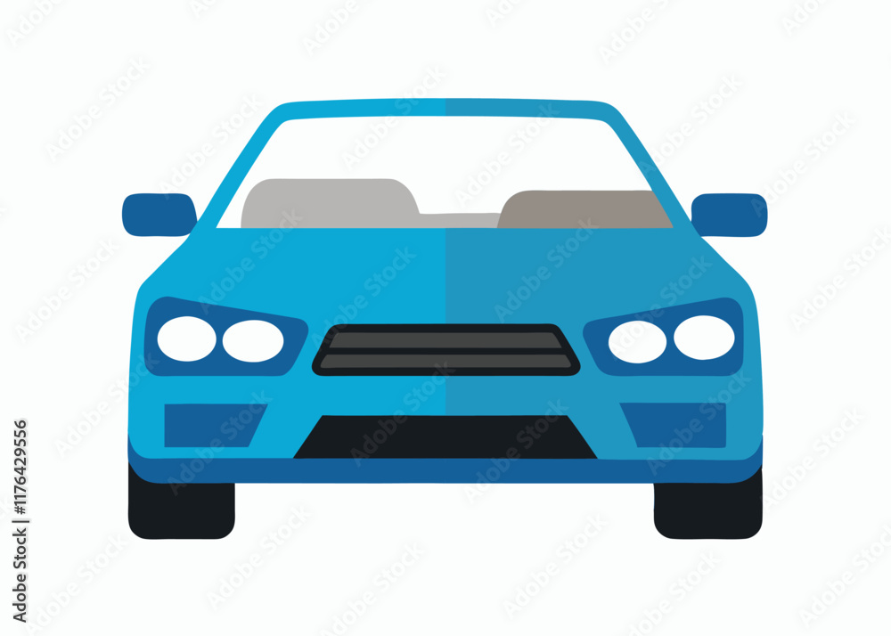 Car front view flat illustration on white background
Car front view flat illustration on white background