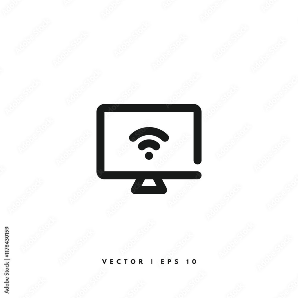 Computer Wifi Icon. Editable Stroke Computer Wifi Icon. Editable Stroke