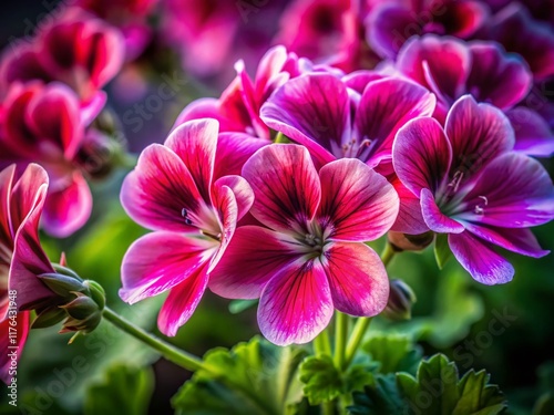 Vibrant Pelargonium Hortorum Flowers Blooming Close Up photo