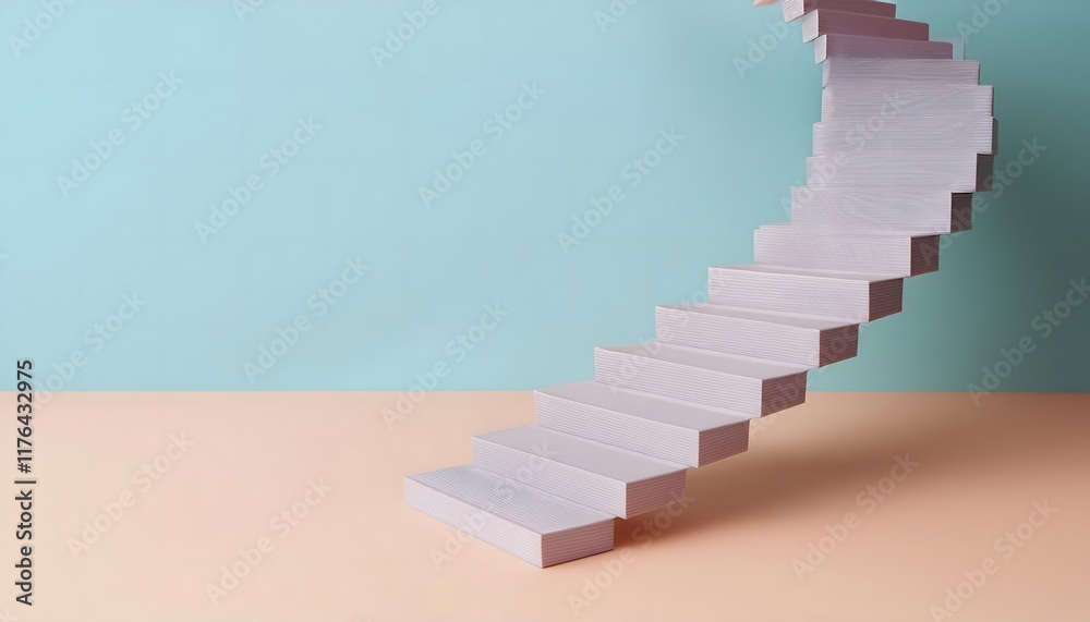 Obraz premium Goal of life, growth and motivation: Abstract staircase spiraling upward, representing personal growth.