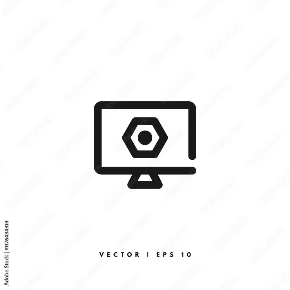 Computer Setting Icon. Editable Stroke Computer Setting Icon. Editable Stroke