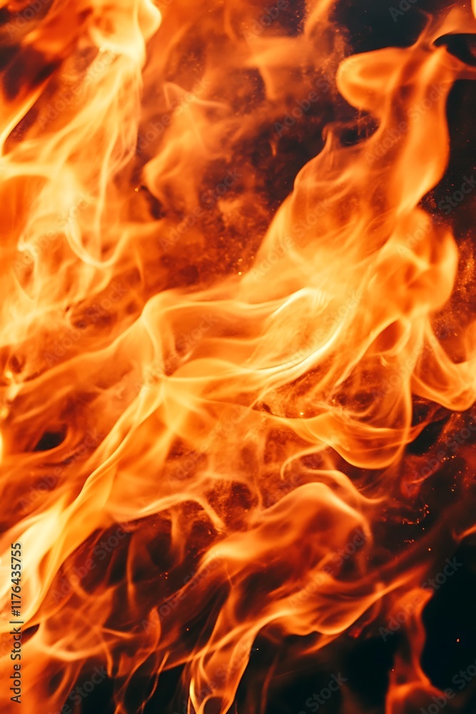 Abstract fiery orange and yellow flames burning intensely. Abstract fiery orange and yellow flames burning intensely.