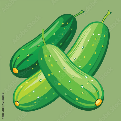 Crisp Green Cucumber Food Vector Art for Healthy Cuisine Design