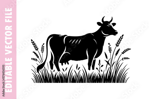 illustration of a silhouette of a cow