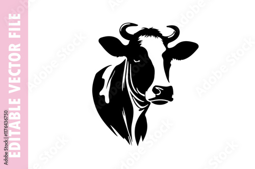 silhouette of a cow, cow head vector design silhouette illustration