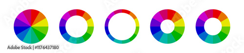 color wheel vector set with 12 colors , circle palette sign	