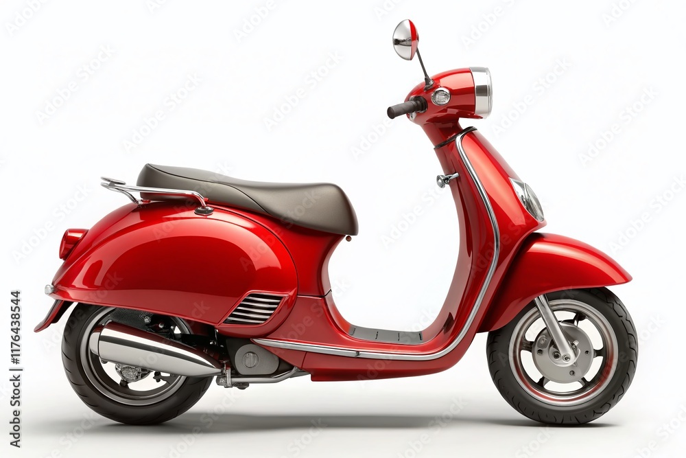 Vibrant Red Scooter, Isolated on White Background - High-Resolution PNG Image for Design Projects Vibrant Red Scooter, Isolated on White Background - High-Resolution PNG Image for Design Projects
