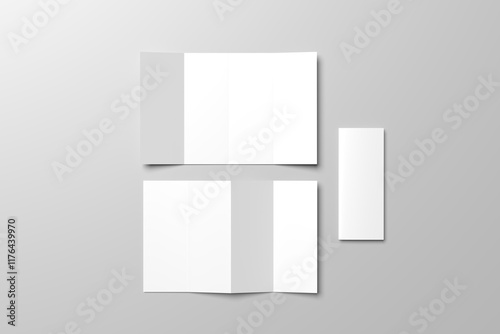3D realistically rendered tri-fold brochure mockup drawing