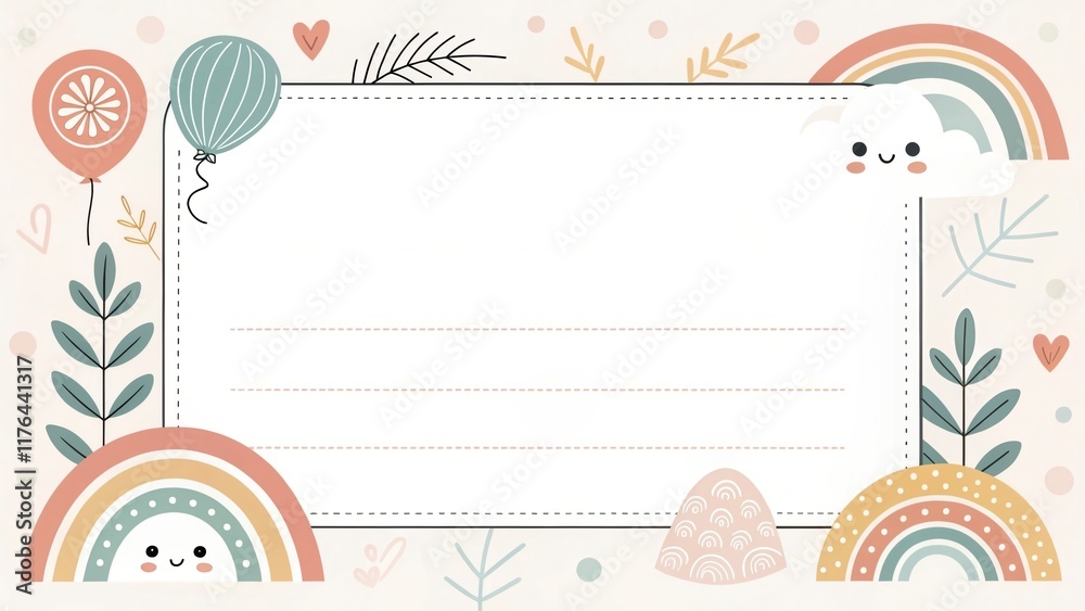 cute cartoon happy birthday mockup illustration background cute cartoon happy birthday mockup illustration background
