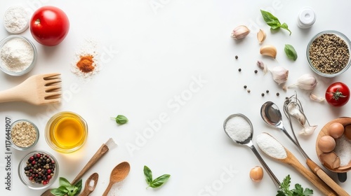 Wallpaper Mural Kitchen essentials displayed on a white counter Torontodigital.ca