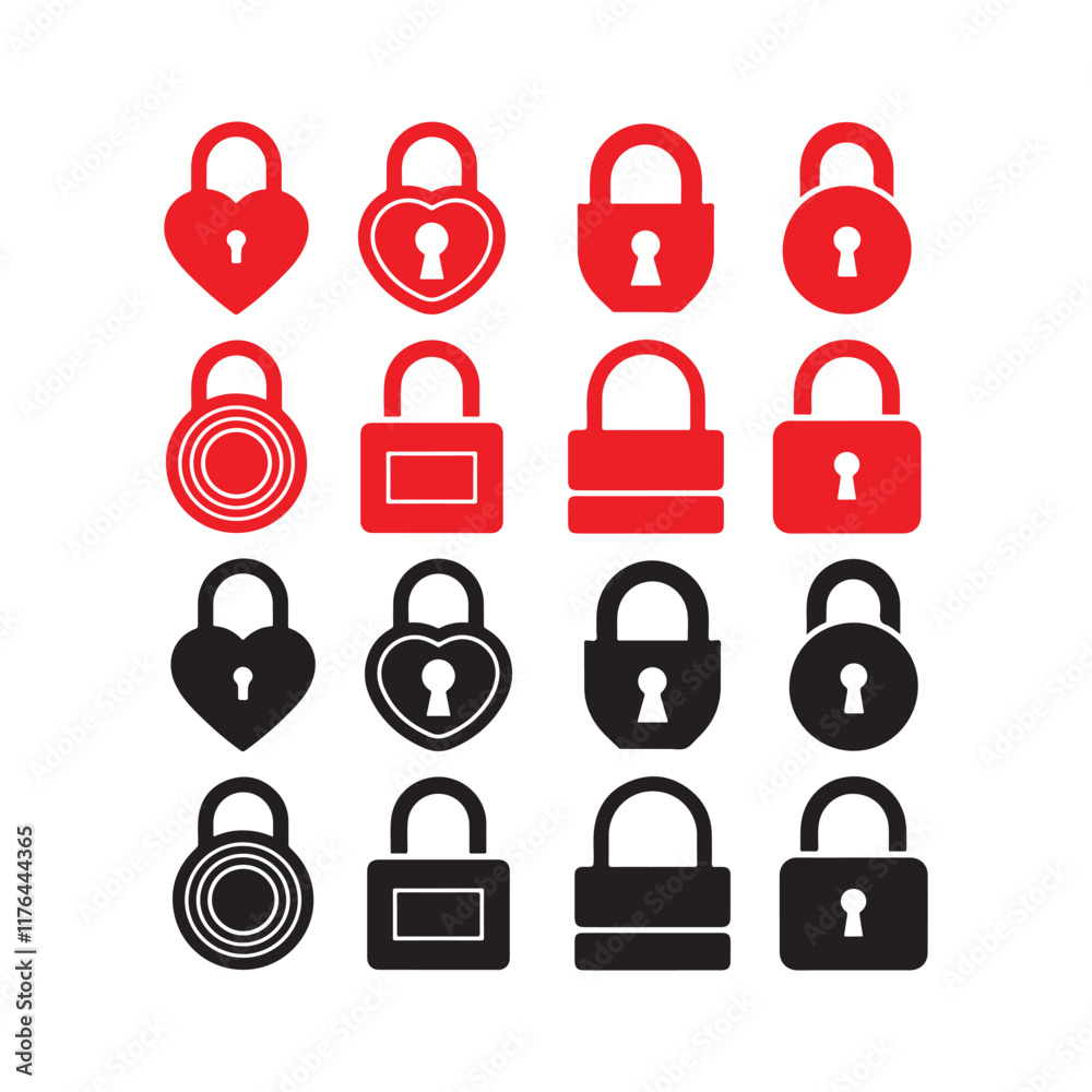 Padlocks icon collection on white background Padlocks icon collection on white background