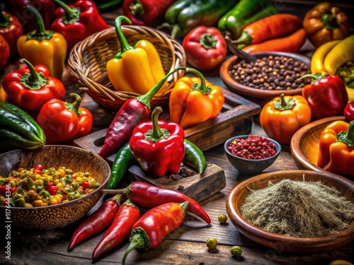 Wallpaper Mural Dark food photography captures the rich hues and textures of peppercorns and spices under dim lighting. Torontodigital.ca