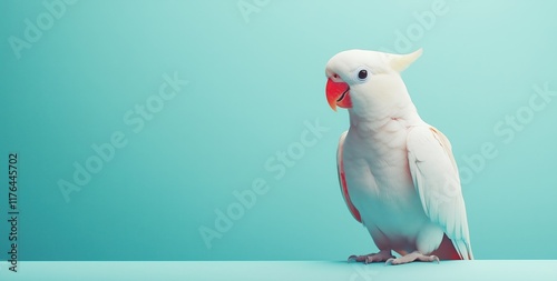 white parrot on a turquoise background photo