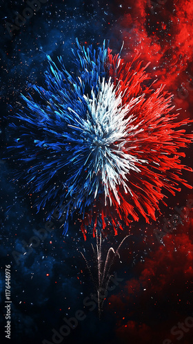 Red  White  Blue Fireworks Explosion